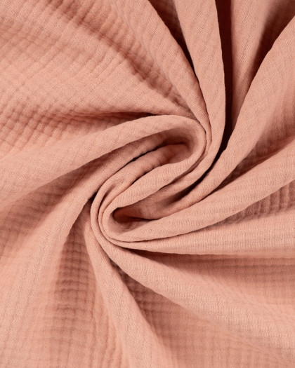 Tissu Double Gaze Uni Rose Poudré - Mercerine