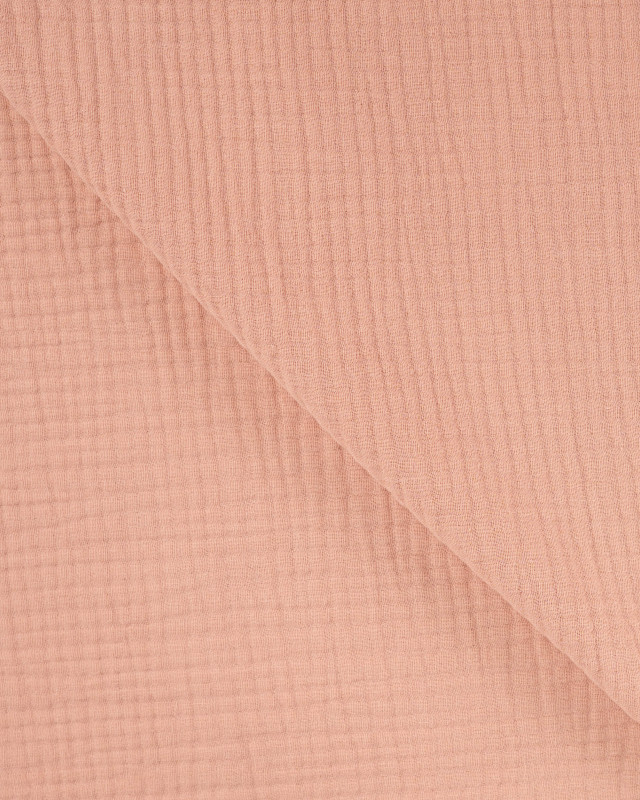 Tissu Double Gaze Uni Rose Poudré - Mercerine