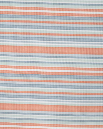 Tissu Jersey Côtelé à Rayures Bleu et Saumon - Mercerine