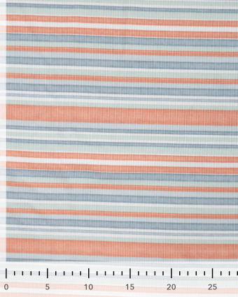 Tissu Jersey Côtelé à Rayures Bleu et Saumon - Mercerine