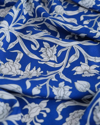 Tissu Liberty Fabrics@ Viscose Ecovero Bickington Columbia Road Bleu - Mercerine