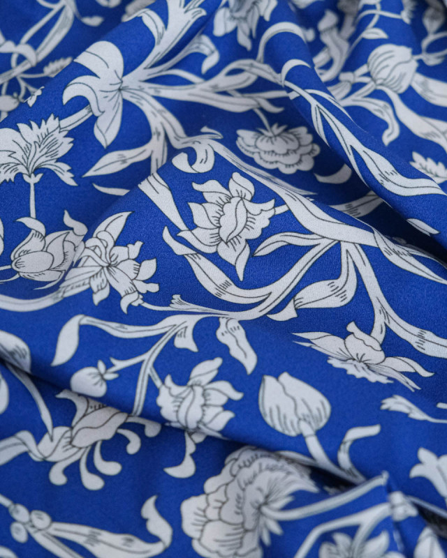 Tissu Liberty Fabrics@ Viscose Ecovero Bickington Columbia Road Bleu - Mercerine
