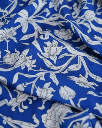 Tissu Liberty Fabrics@ Viscose Ecovero Bickington Columbia Road Bleu - Mercerine