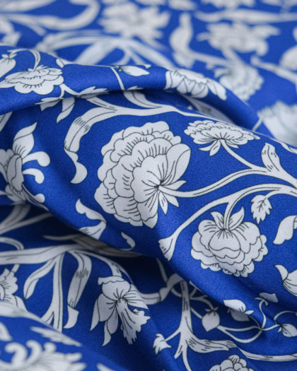 Tissu Liberty Fabrics@ Viscose Ecovero Bickington Columbia Road Bleu