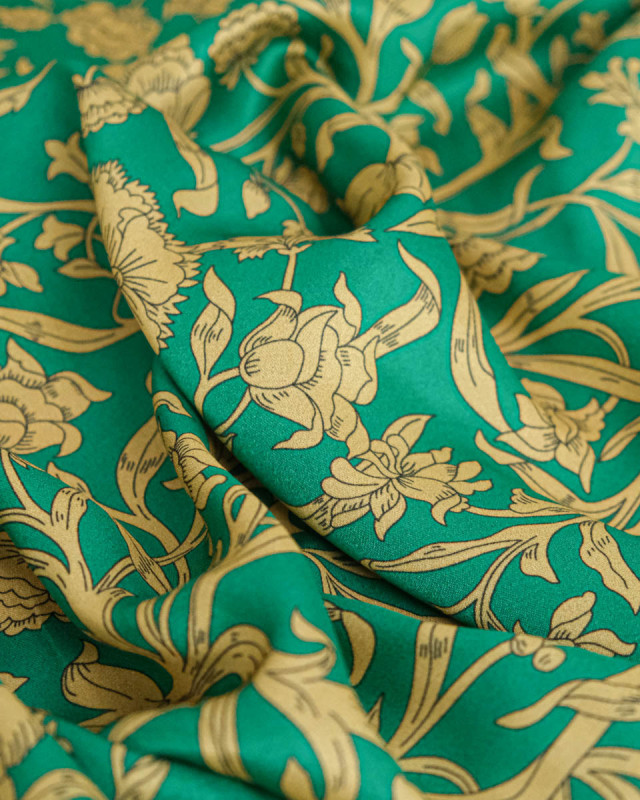 Tissu Liberty Fabrics@ Viscose Ecovero Bickington Columbia Road Vert - Mercerine