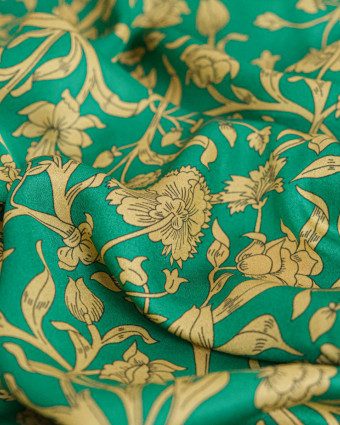 Tissu Liberty Fabrics@ Viscose Ecovero Bickington Columbia Road Vert - Mercerine