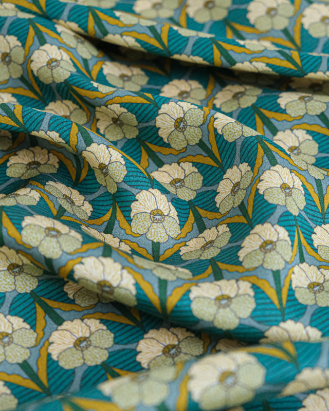 Tissu Liberty Fabrics@ Viscose Ecovero Bickington Chevron Bleu - Mercerine