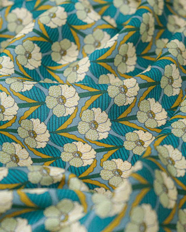 Tissu Liberty Fabrics@ Viscose Ecovero Bickington Chevron Bleu - Mercerine