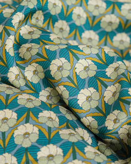 Tissu Liberty Fabrics@ Viscose Ecovero Bickington Chevron Bleu