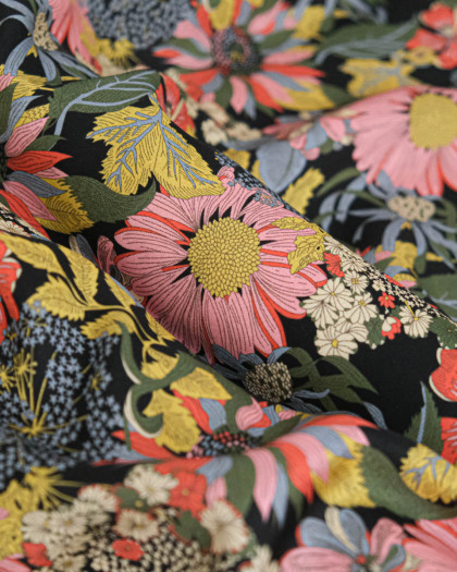 Tissu Liberty Fabrics@ Viscose Ecovero Bickington Angelica Garla Noir