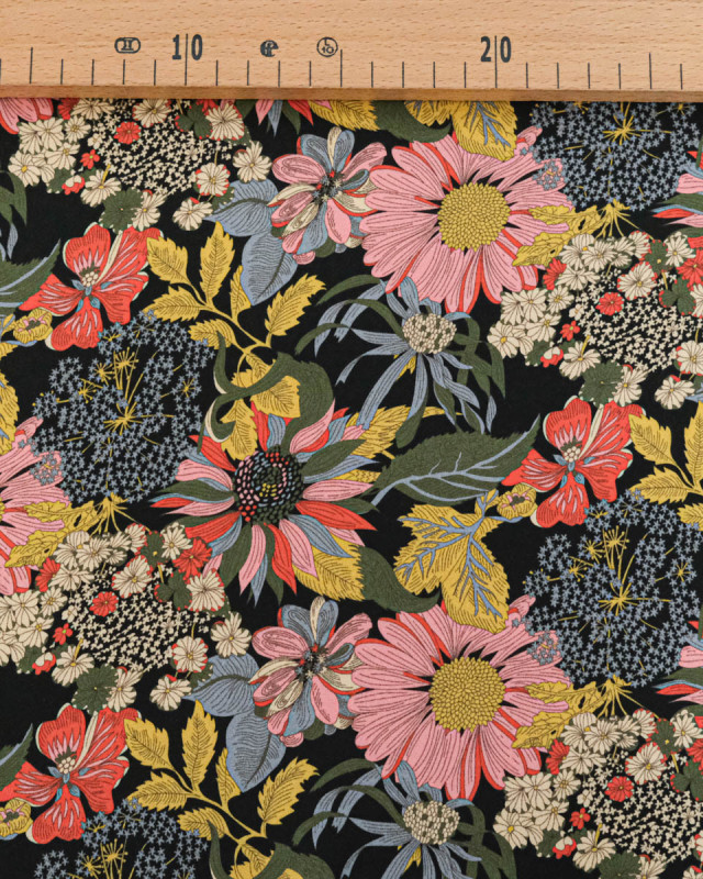 Tissu Liberty Fabrics@ Viscose Ecovero Bickington Angelica Garla Noir - Mercerine