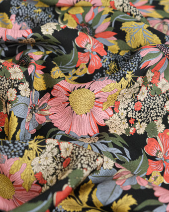 Tissu Liberty Fabrics@ Viscose Ecovero Bickington Angelica Garla Noir - Mercerine