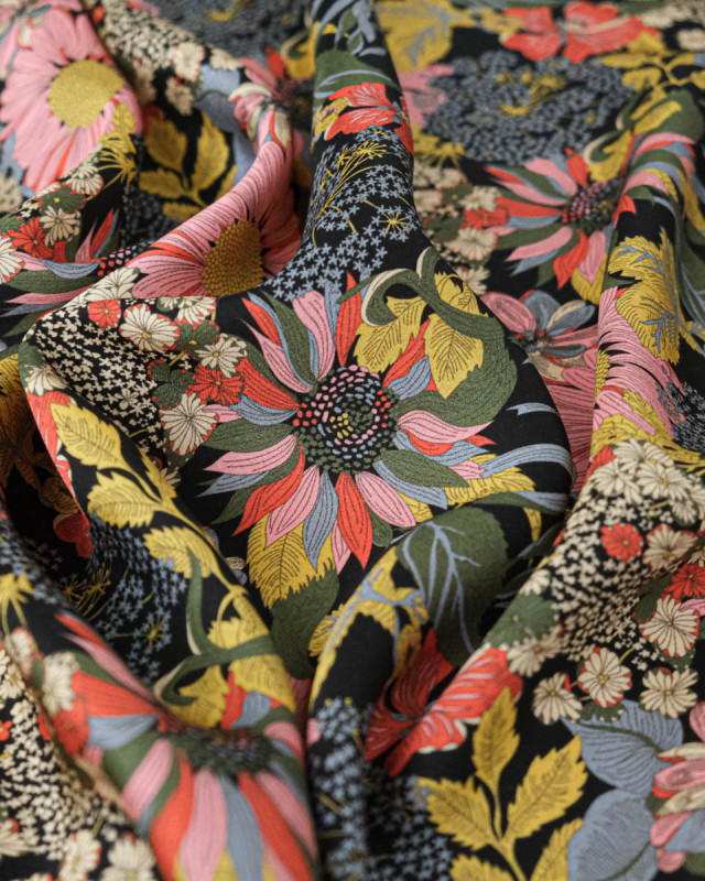 Tissu Liberty Fabrics@ Viscose Ecovero Bickington Angelica Garla Noir - Mercerine