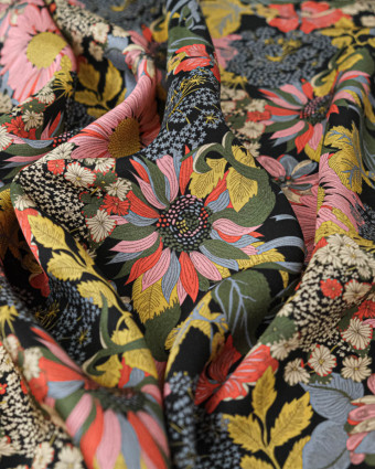 Tissu Liberty Fabrics@ Viscose Ecovero Bickington Angelica Garla Noir - Mercerine