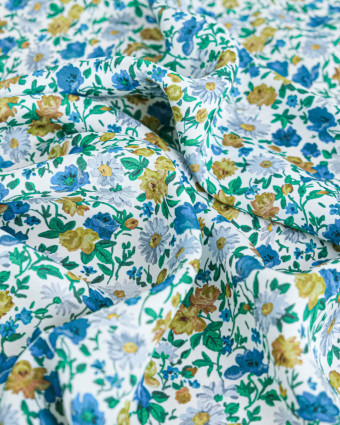 Tissu Liberty Fabrics@ Viscose Ecovero Bickington Rosy Pop Bleu - Mercerine