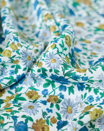 Tissu Liberty Fabrics@ Viscose Ecovero Bickington Rosy Pop Bleu - Mercerine
