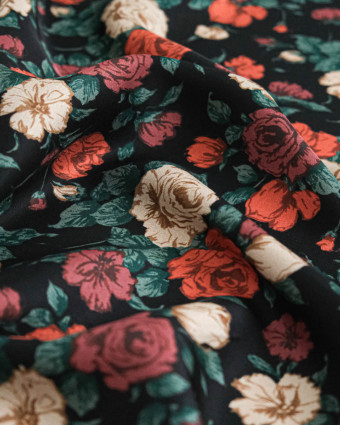 Tissu Liberty Fabrics@ Viscose Ecovero Bickington Carline Dream Noir - Mercerine