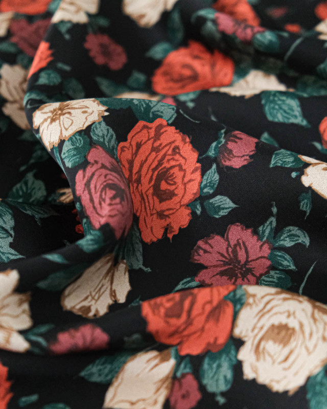 Tissu Liberty Fabrics@ Viscose Ecovero Bickington Carline Dream Noir - Mercerine