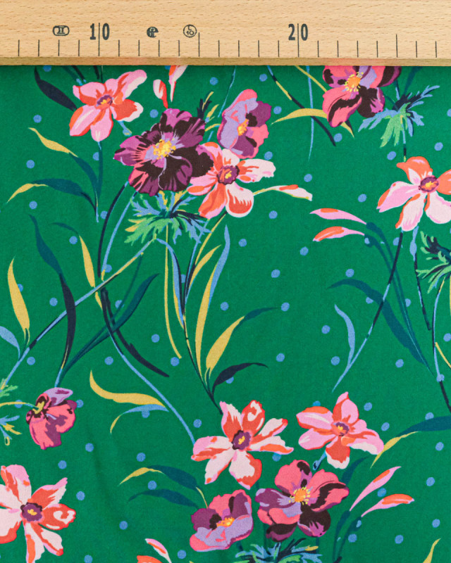 Tissu Liberty Fabrics@ Viscose Ecovero Oakshott Poppy & Daffodil Vert - Mercerine