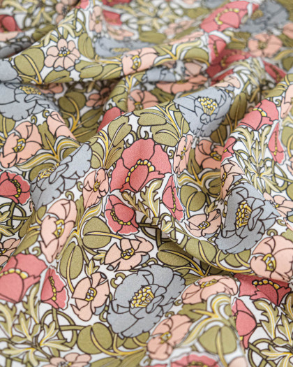 Tissu Liberty Fabrics@ Viscose Ecovero Oakshott Jugendstil Trail Blanc