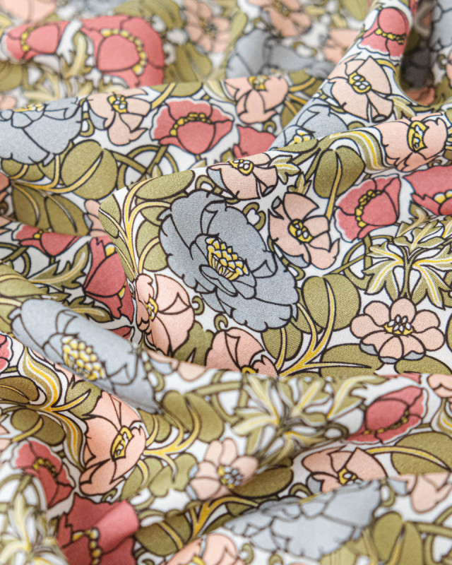 Tissu Liberty Fabrics@ Viscose Ecovero Oakshott Jugendstil Trail Blanc - Mercerine