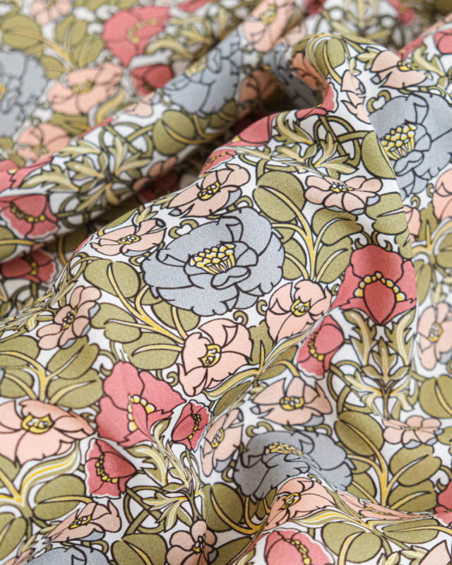 Tissu Liberty Fabrics@ Viscose Ecovero Oakshott Jugendstil Trail Blanc - Mercerine