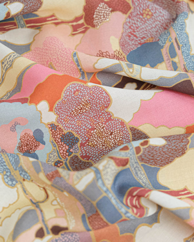 Tissu Liberty Fabrics@ Viscose Ecovero Oakshott Prospect Road Rose - Mercerine