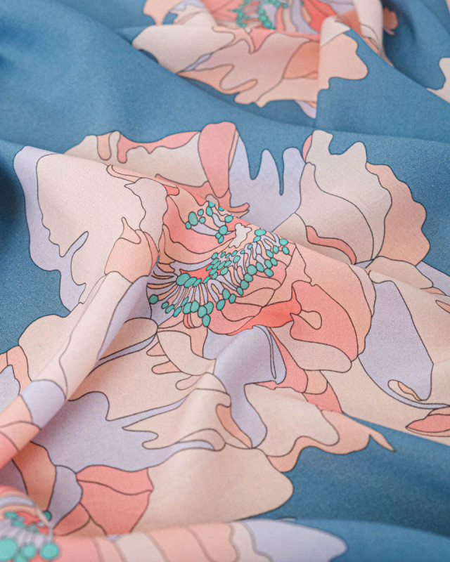 Tissu Liberty Fabrics@ Viscose Ecovero Oakshott Peony Waltz Bleu - Mercerine