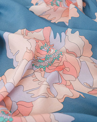 Tissu Liberty Fabrics@ Viscose Ecovero Oakshott Peony Waltz Bleu - Mercerine