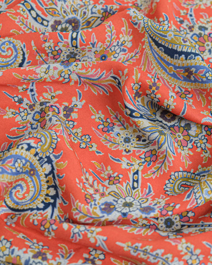 Tissu Liberty Fabrics@ Viscose Ecovero Oakshott Paisley Tree Rouge