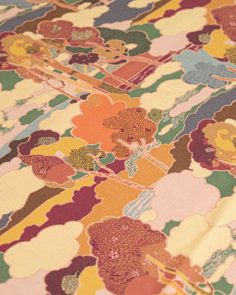 Tissu Liberty Fabrics@ Viscose Weymouth Prospect Road Marron - Mercerine