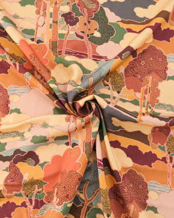 Tissu Liberty Fabrics@ Viscose Weymouth Prospect Road Marron