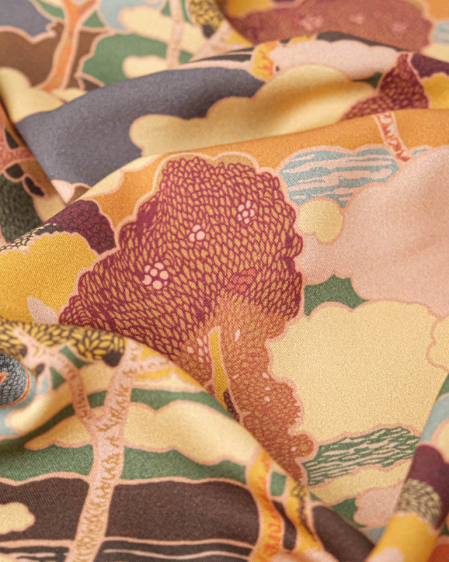 Tissu Liberty Fabrics@ Viscose Weymouth Prospect Road Marron - Mercerine