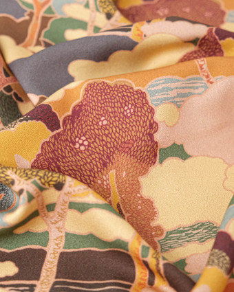 Tissu Liberty Fabrics@ Viscose Weymouth Prospect Road Marron - Mercerine