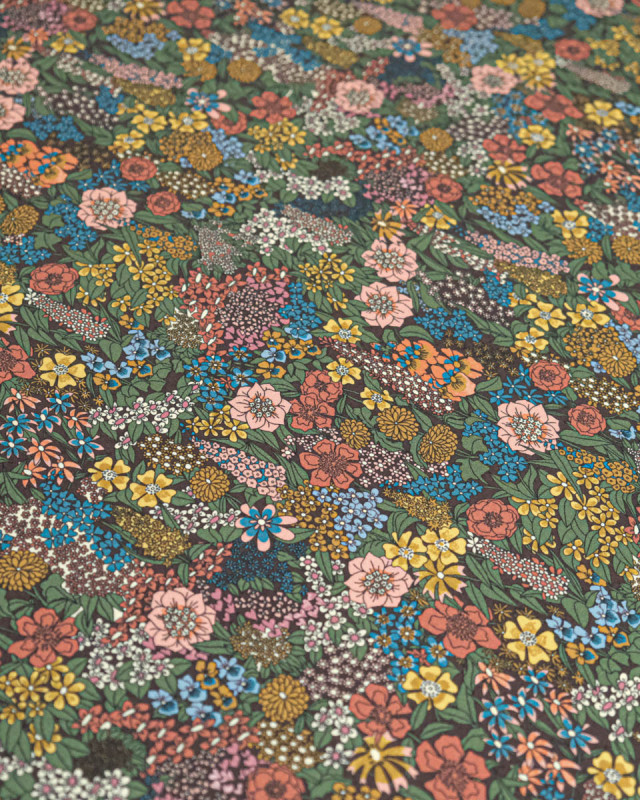 Tissu Liberty Fabrics@ Viscose Weymouth Ciara Marron - Mercerine