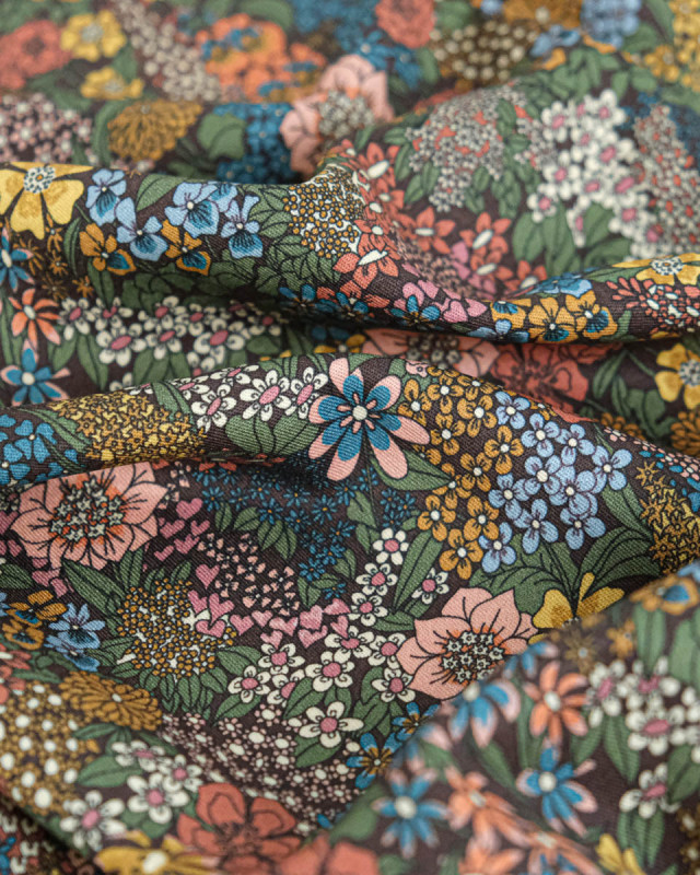 Tissu Liberty Fabrics@ Viscose Weymouth Ciara Marron - Mercerine