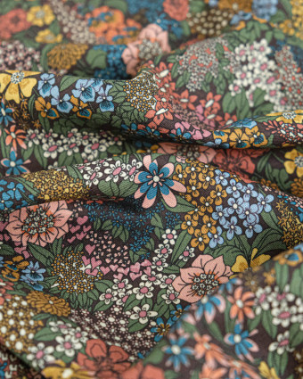 Tissu Liberty Fabrics@ Viscose Weymouth Ciara Marron - Mercerine