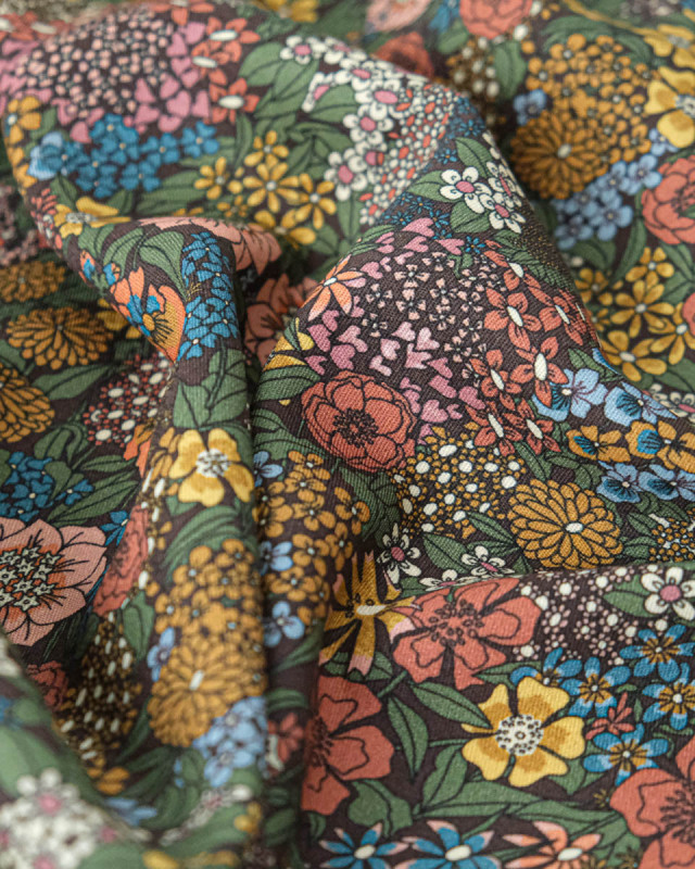 Tissu Liberty Fabrics@ Viscose Weymouth Ciara Marron - Mercerine