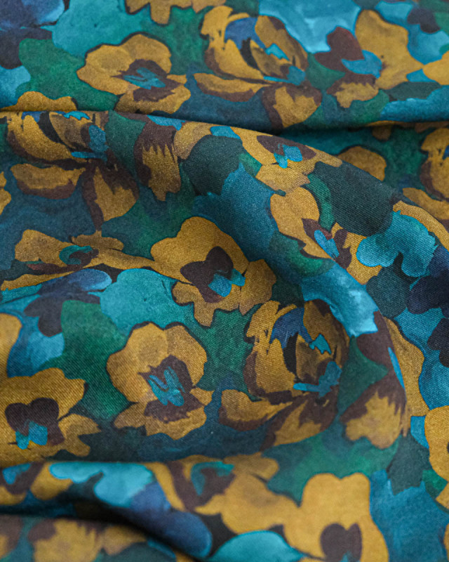 Tissu Liberty Fabrics@ Viscose Weymouth Jemma Bleu Vert - Mercerine