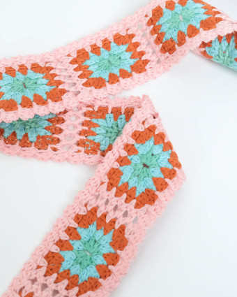 Ruban Galon Crochet Rose et Bleu - Mercerine