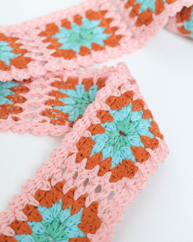 Ruban Galon Crochet Rose et Bleu - Mercerine