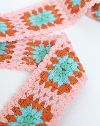 Ruban Galon Crochet Rose et Bleu - Mercerine