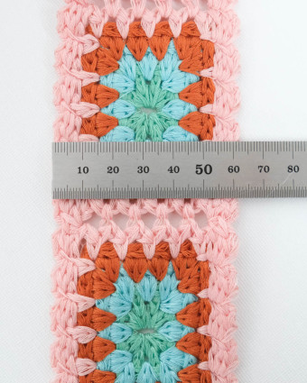 Ruban Galon Crochet Rose et Bleu - Mercerine