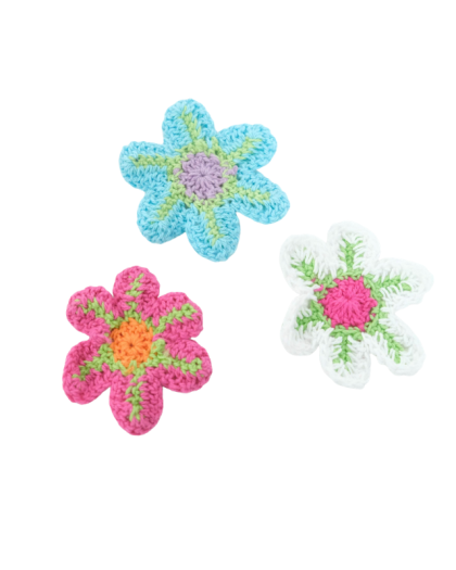 Fleur patch en crochet - 3 Coloris - Mercerine