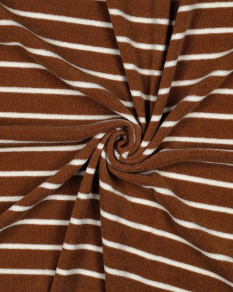 Tissu Jersey Mini Eponge Caramel à Rayures - Mercerine