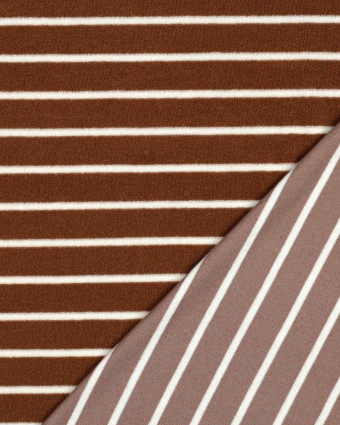 Tissu Jersey Mini Eponge Caramel à Rayures  - Mercerine