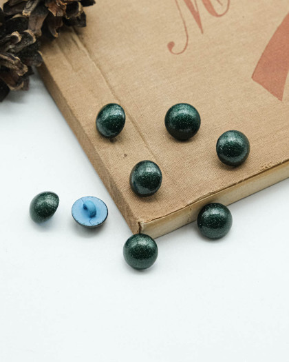 Bouton Bombé Scintillant Vert à Pied