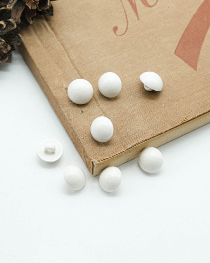 Bouton Bombé Scintillant Blanc à Pied