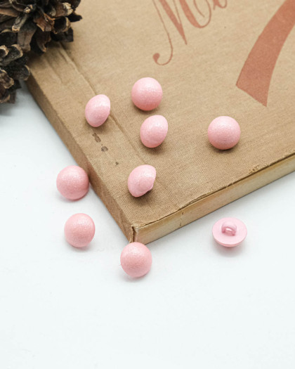 Bouton fantaisie à coudre : rond et bombé scintillant rose à pied - Mercerine
