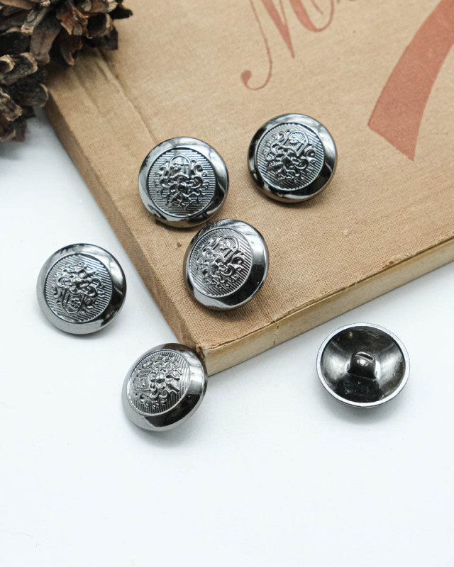 Bouton fantaisie : écusson zamak gris sidéral à pied - Mercerine